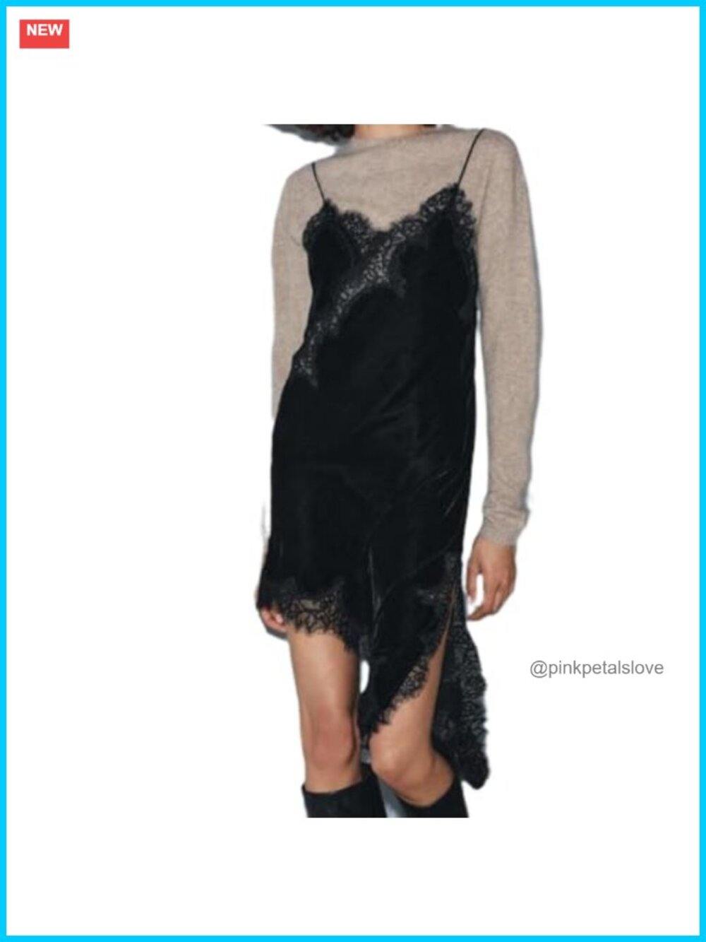 Velvet Lace Trim Cami Mini Dress Y2K V Neck Spaghetti Strap Party